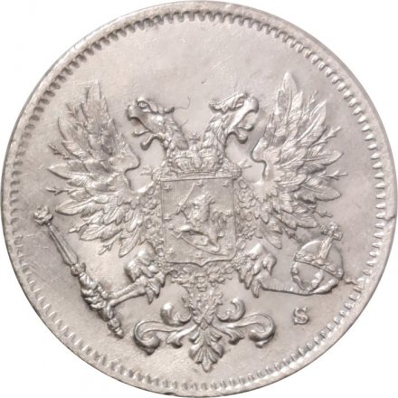 Финляндия 25 пенни 1917 год (орел без короны) - XF-