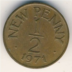 Гернси 1/2 нового пенни 1971 год