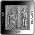 Латвия 5 евро 2015 год - 500 лет Рижскому замку (в футляре)
