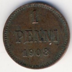 Финляндия 1 пенни 1908 год