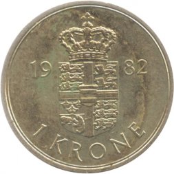 Дания 1 крона 1982 год - Королева Маргрете II