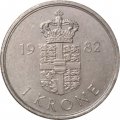 Дания 1 крона 1982 год - Королева Маргрете II