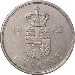 Дания 1 крона 1982 год - Королева Маргрете II