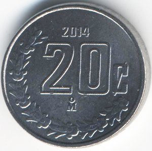 Мексика 20 сентаво 2014 год - Герб