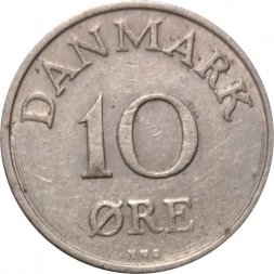 Дания 10 эре 1955 год - Король Фредерик IX