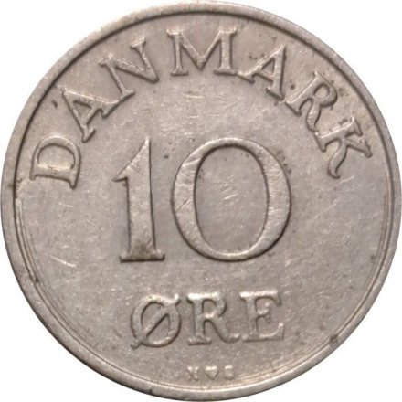 Дания 10 эре 1955 год - Король Фредерик IX