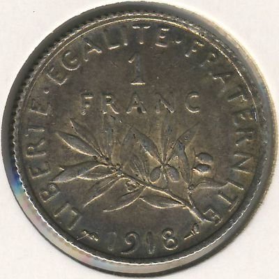 Франция 1 франк 1918 год