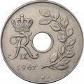Дания 25 эре 1967 год - Король Фредерик IX (новый тип)