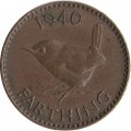 Великобритания 1 фартинг 1940 год - Крапивник