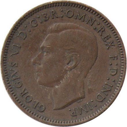 Великобритания 1 фартинг 1940 год - Крапивник