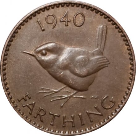 Великобритания 1 фартинг 1940 год - Крапивник