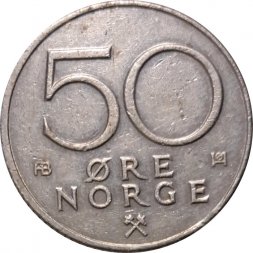 Норвегия 50 эре 1980 год - Король Улаф V (AB)