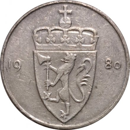 Норвегия 50 эре 1980 год - Король Улаф V (AB)
