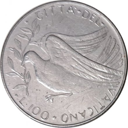 Ватикан 100 лир 1977 год - Папа Павел VI