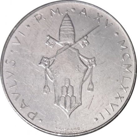 Ватикан 100 лир 1977 год - Папа Павел VI