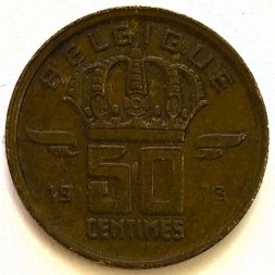 Бельгия 50 сантимов 1973 год BELGIQUE