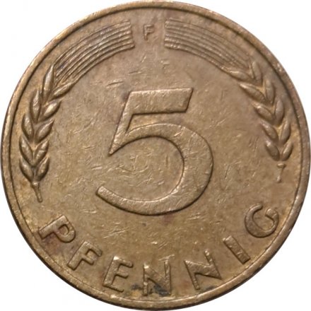 ФРГ 5 пфеннигов 1971 год - F