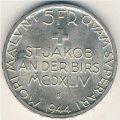 Швейцария 5 франков 1944 год