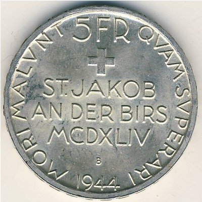 Швейцария 5 франков 1944 год