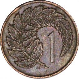 Новая Зеландия 1 цент 1973 год - Лист папоротника