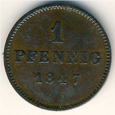 Бавария 1 пфеннинг 1847 год