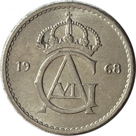 Швеция 50 эре 1968 год - Король Густав VI Адольф