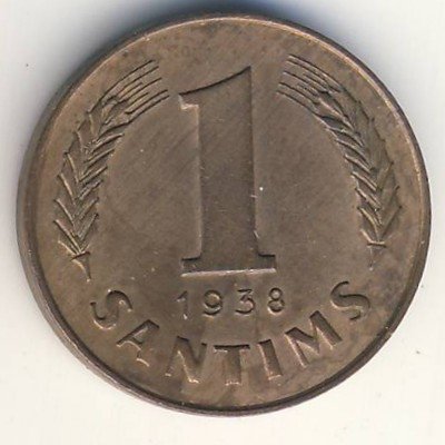 Латвия 1 сантим 1938 год - Герб