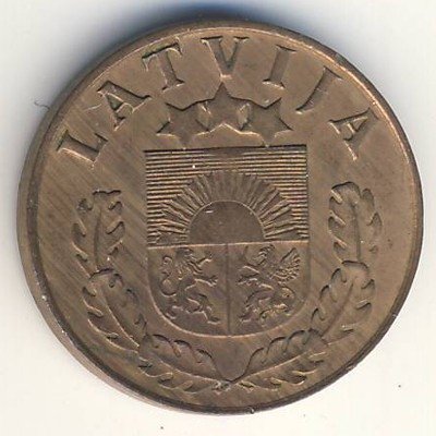 Латвия 1 сантим 1938 год - Герб