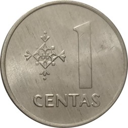 Литва 1 цент 1991 год UNC
