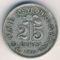Цейлон 25 центов 1911 год