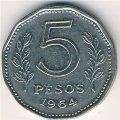 Аргентина 5 песо 1964 год