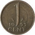 Нидерланды 1 цент 1953 год - Королева Юлиана
