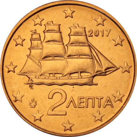 Греция 2 евроцента 2017 год - Корвет