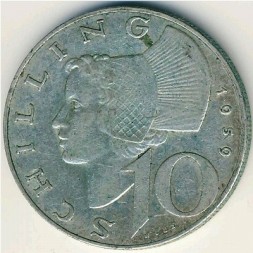 Австрия 10 шиллингов 1959 год