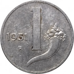 Италия 1 лира 1951 год