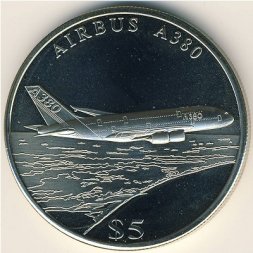 Либерия 5 долларов 2005 год