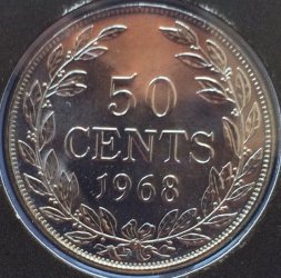 Либерия 50 центов 1968 год