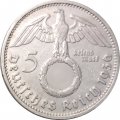 Третий Рейх 5 рейхсмарок 1936 год - Орел со свастикой (D)