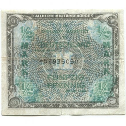 Германия 1/2 марки (50 пфеннигов) 1944 год - Оккупация - VF