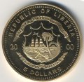 Либерия 5 долларов 2000 год - Карта Европы