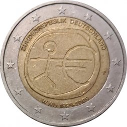 Германия 2 евро 2009 год - 10 лет Экономическому и валютному союзу (F)