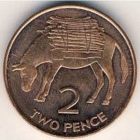 Монета Остров Святой Елены и острова Вознесения 2 пенса 1998 год
