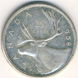 Канада 25 центов 1958 год