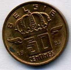 Бельгия 50 сантимов 1985 год BELGIE