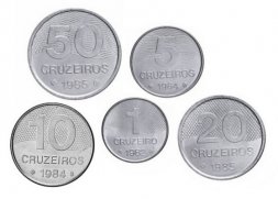 Набор из 5 монет Бразилия 1982 - 1985 год