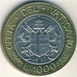 Ватикан 1000 лир 1997 год - Папа Иоанн Павел II