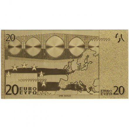 Сувенирная банкнота Евросоюз 20 евро (золотые) - UNC