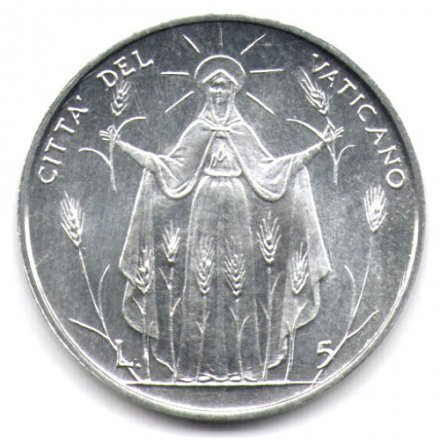 Ватикан 5 лир 1968 год