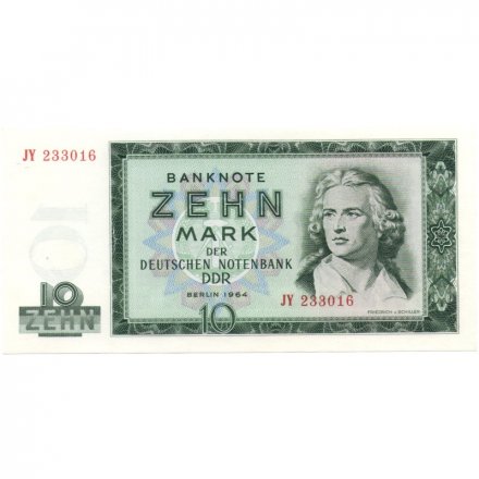 ГДР 10 марок 1964 год - Иоганн Кристоф Фридрих фон Шиллер UNC