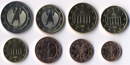 Набор из 8 евромонет Германии 2016 год